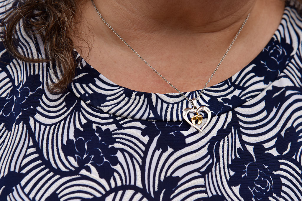 Susan Wilson was given this necklace about four years ago as a gift from a client following the delivery of a child